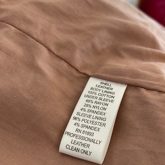 G.I.L.I Cropped Open Front Leather Jacket Pink Size 4 - Picture 6 of 14